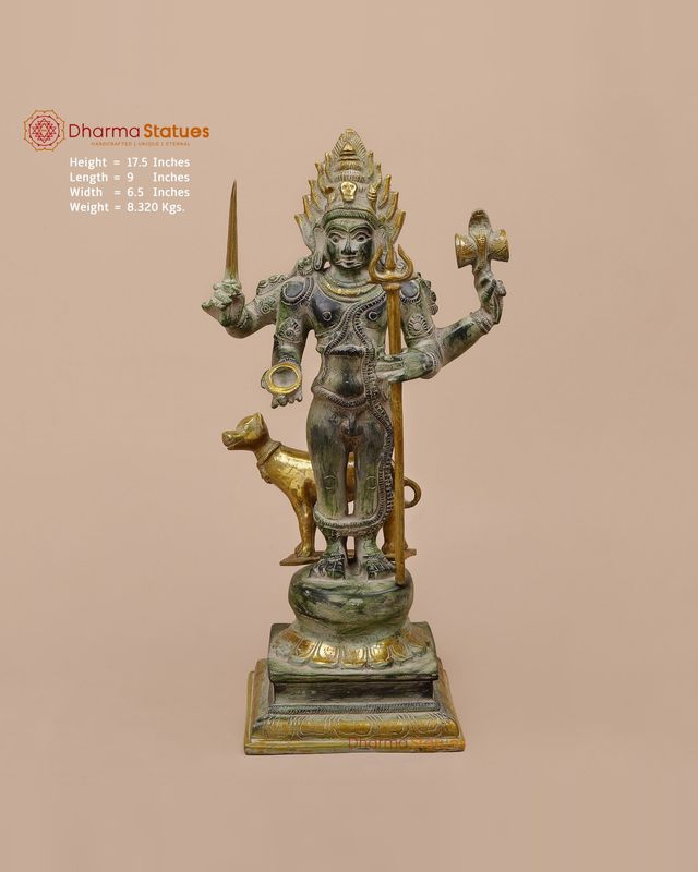 Bhairav Standing, Green and Gold