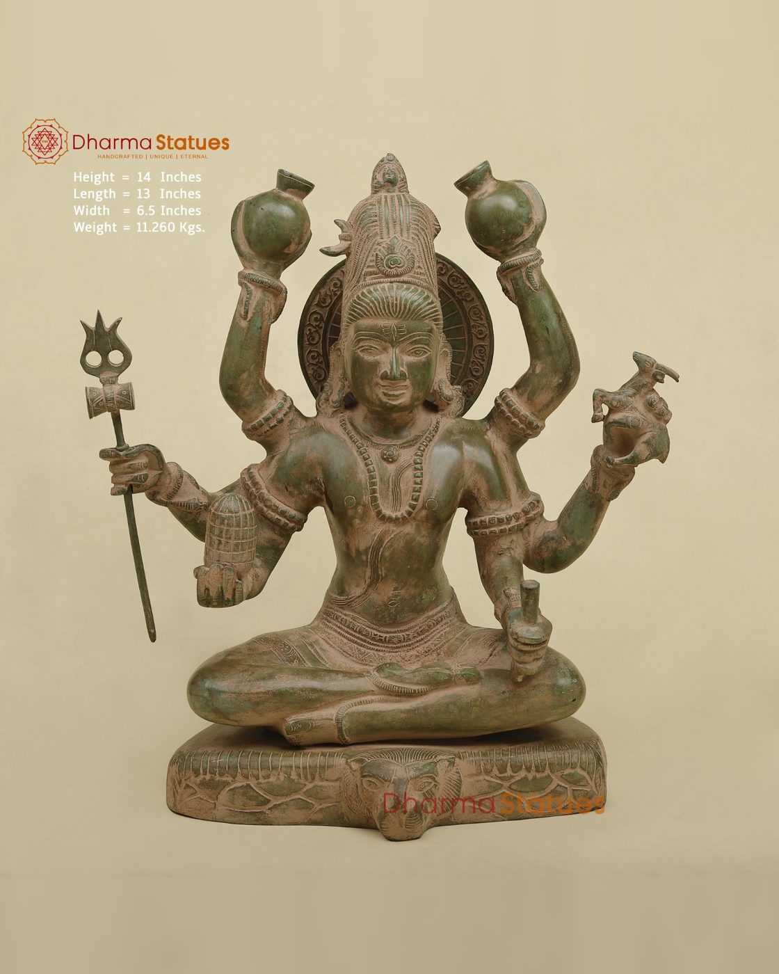 Mahamrityunjaya Shiva, Antique Green