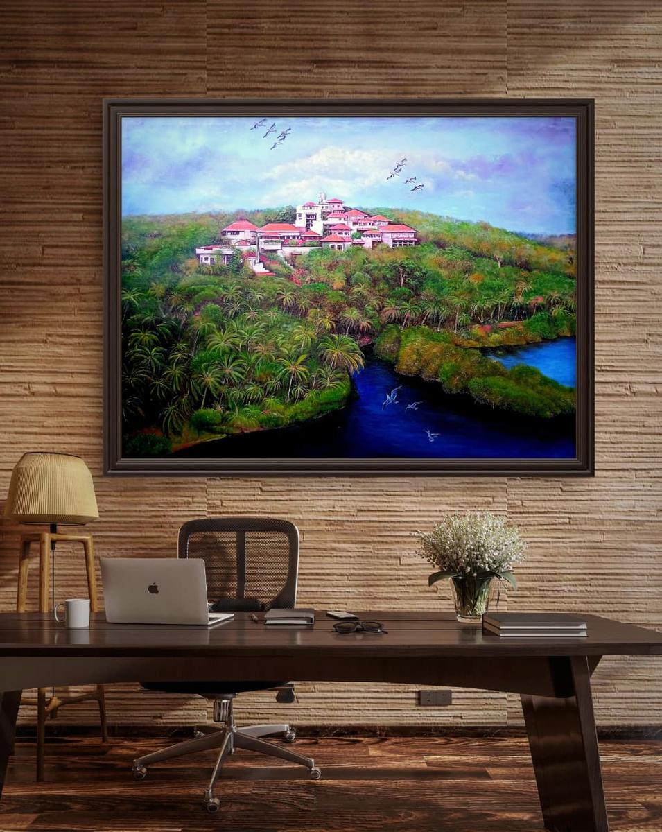 Hilltop Retreat by the River shown on a wall
