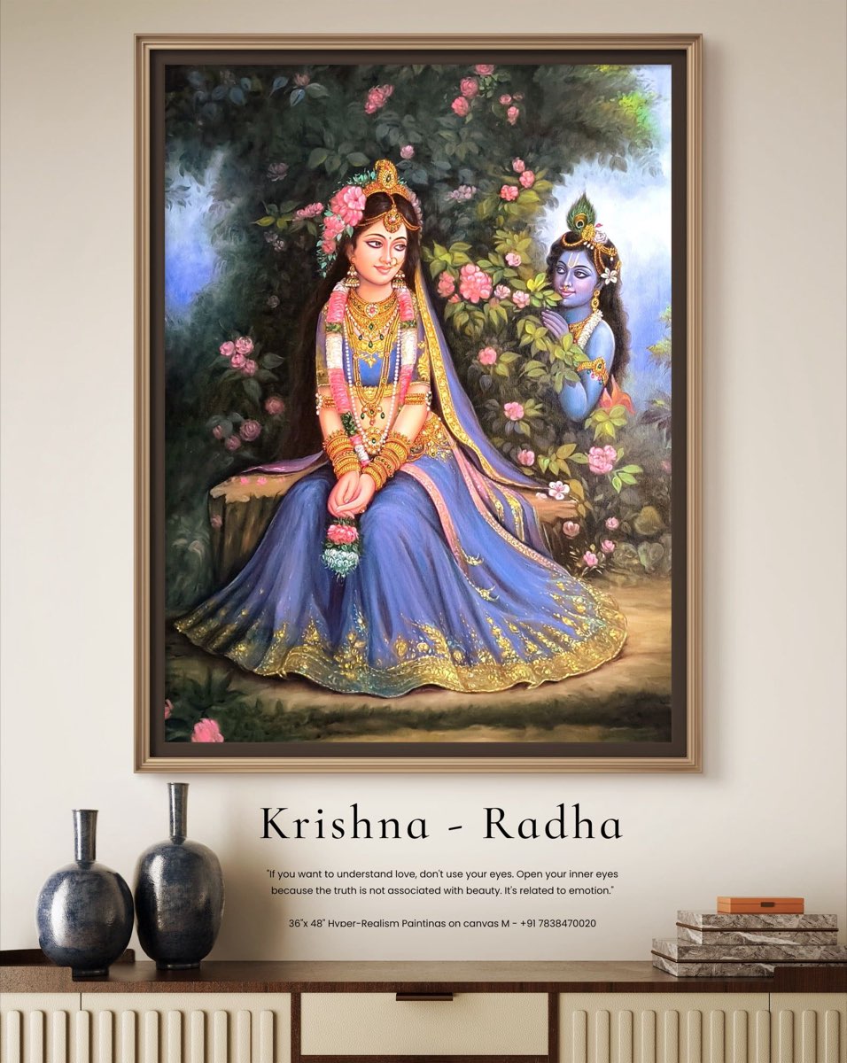 Radha in the Rose Garden shown on a wall