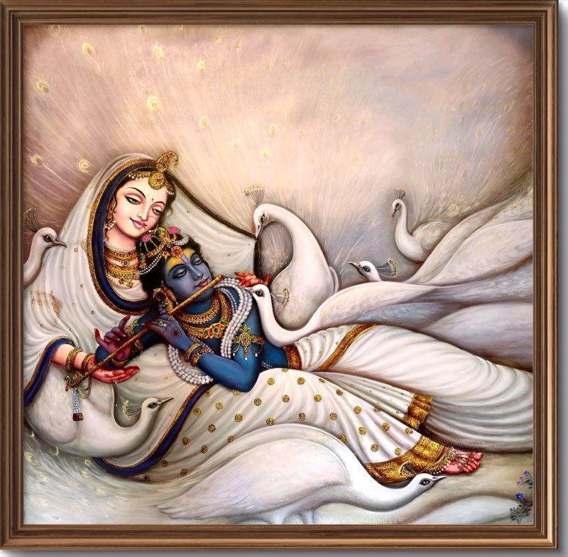 Radha Krishna among White Peacocks