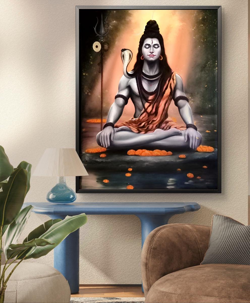 Shiva in Meditation shown on a wall