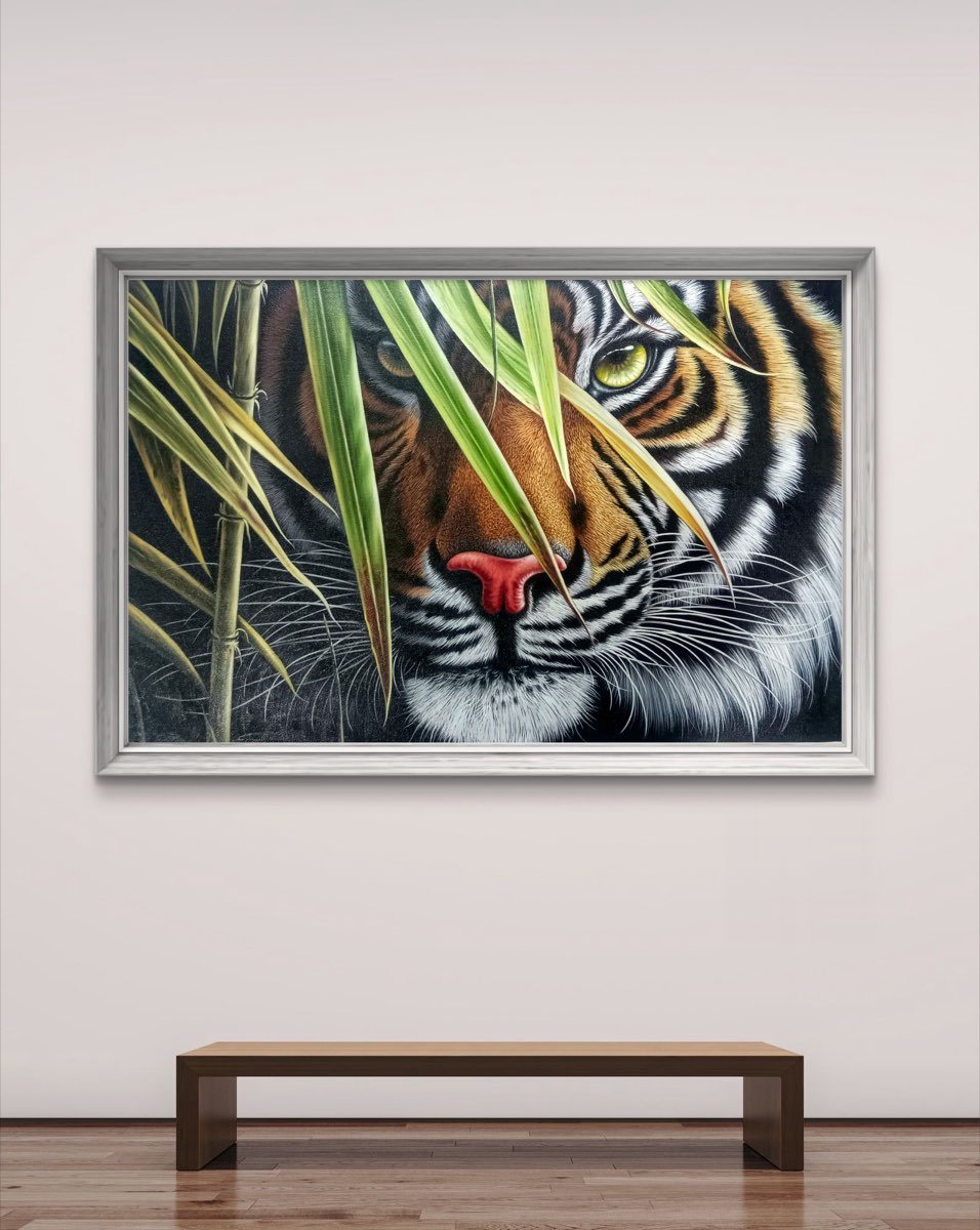 Big Cats Calling: Eyes in the Bamboo shown on a wall