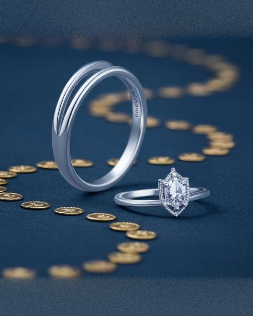 Split Band and Halo Ring Pair